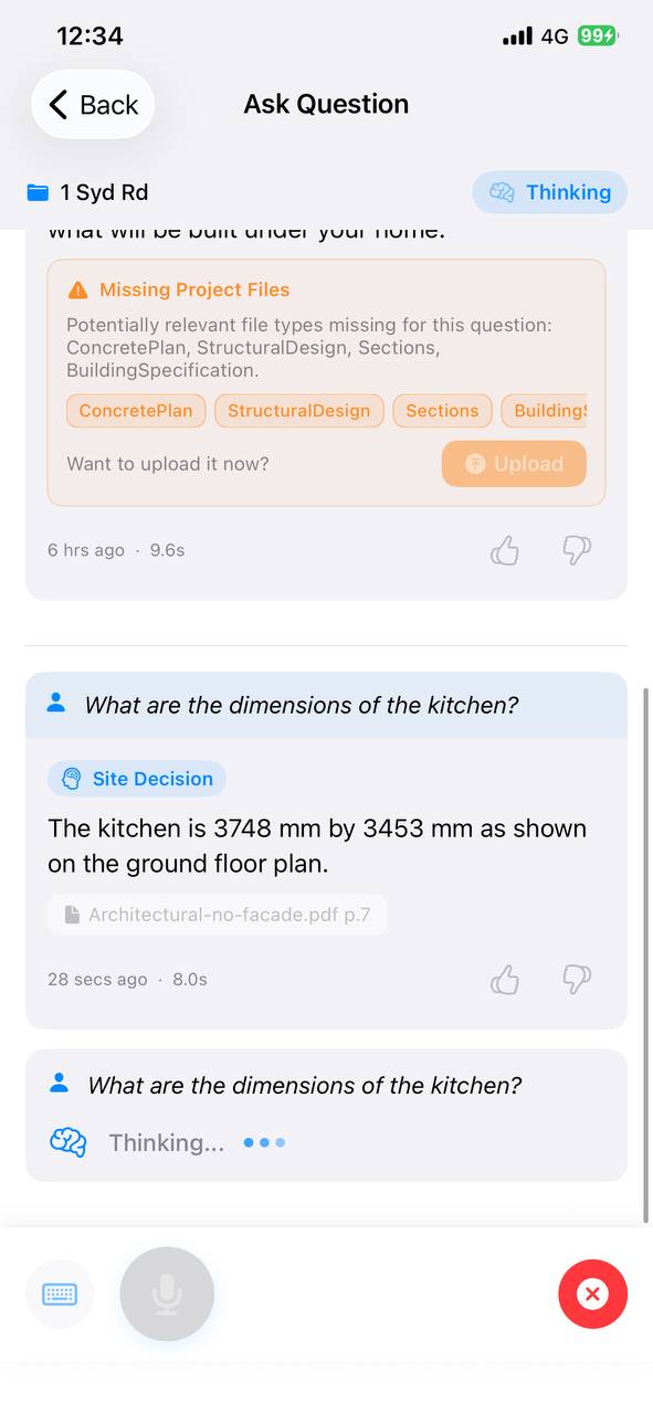 AskThePlans iOS app: it reads the job